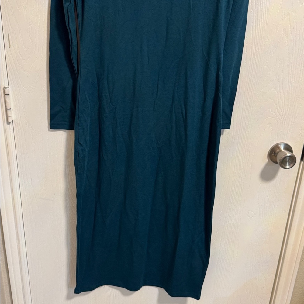 NWT  Wild Fable Medium teal‎ green sheath dress scoop neck long sleeves soft - Picture 9 of 9